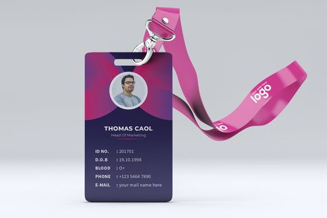 Creative Id Card Design Template by ZAAS on @creativemarket Creative Id Card Design, Id Card Design Template, Identity Card Design, Id Card Design, Employee Id Card, Medical Website Design, Card Design Template, Certificate Design Template, Company Identity