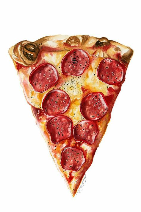 Pizza Slice Drawing, Pizza Drawing, Lox And Bagels, Food Art Painting, Food Project, Pizza Art, Food Artwork, Art College, Food Illustration Art