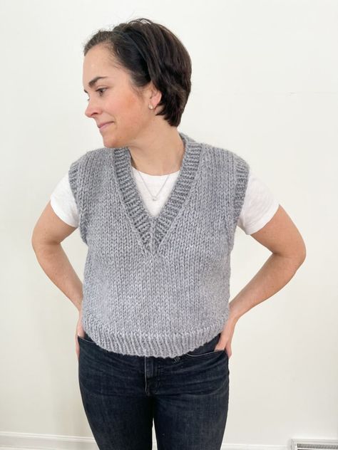 Chunky Knit Sweater V-neck Sweater Vest Pattern Easy DIY - Etsy New Zealand Ashley Lillis, Free Crochet Cardigan Patterns, Sweater Vest Pattern, Free Crochet Cardigan, Knit Vest Pattern Free, Crochet Cardigan Tutorial, Vest Pattern Free, Bulky Knit, Sweater Patterns