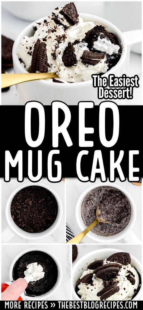 Oreo Mug Cake Oreo Cake Mug Recipe, Easy Desserts In Microwave, Quick Late Night Desserts, Oreo Mug Cake Microwave, Easy Oreo Mug Cake, Oreo Mug Cake Recipe, Easy Mug Cake Recipe, Oreo Mug Cake, Mug Dessert Recipes