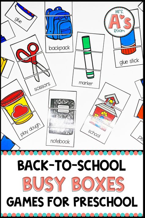 These back-to-school task boxes for preschool and kindergarten are ready to print, cut, and use! Your kids will love the activities that cover letters, numbers, shapes, colors, fine motor skills, and more! Task Boxes Preschool, Busy Boxes, Task Boxes, Cover Letters, Crayon Box, Ten Frames, School Play, Sorting Activities, Tracing Letters