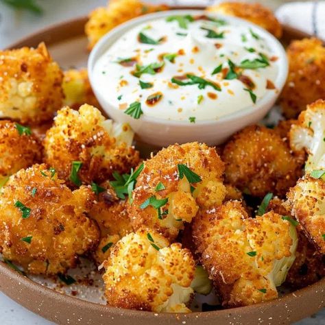 Golden Crispy Cauliflower Bites – Tasty Recipes Cauliflower Nuggets Recipes, Golden Crispy Cauliflower Bites, Crunchy Cauliflower Bites, Baked Cauliflower Head, Cauliflower Appetizer Recipes, Cauliflower Bites Baked, Breaded Cauliflower Recipes, Fried Cauliflower Bites, Seasoned Cauliflower