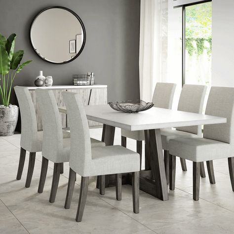 Dinning Tables, Grey Dining Tables, Set Meja Makan, Concrete Dining Table, Grey Dining Room, Dinning Room Design, Large Dining Table, Pin Pics, Grey Dining