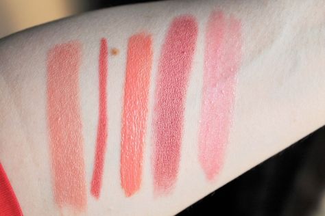 The Best Drugstore Lipsticks & Glosses For Spring  swatches of loreal shining peach, wet n wild gel liner never petal down, wet n wild peach stole my look, loreal color riche spicy mauve, revlon lip gloss pinkissimo, lipstick swatches Revlon Peach Me Lipstick, Loreal Peach Fuzz Lipstick, Peach Pink Lipstick, Revlon Super Lustrous Lipgloss, Loreal Color Riche, Revlon Lip Gloss, Best Drugstore Lipstick, Loreal Lipstick, Wet N Wild Lipstick