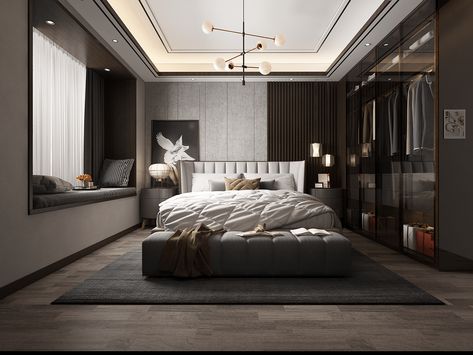 brownish bedroom on Behance Gypsum Ceiling, Decor Home Living Room, Modern Ceiling, Architecture Interior Design, 3d Modeling, Architecture Interior, House Inspo, My House, Interior Architecture Design