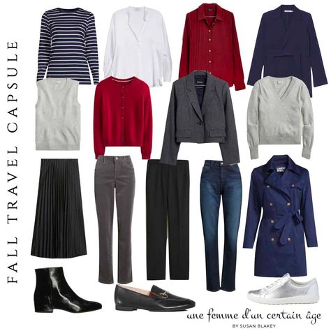 Fall travel capsule wardrobe in a cool neutral palette. Travel Capsule Wardrobe Fall, Travel Capsule Wardrobe Spring, Navy Capsule Wardrobe, Outfit For Petite Women, Outfits For Petite, Capsule Wardrobe Women, Neutral Capsule Wardrobe, Spring Travel, Travel Capsule Wardrobe