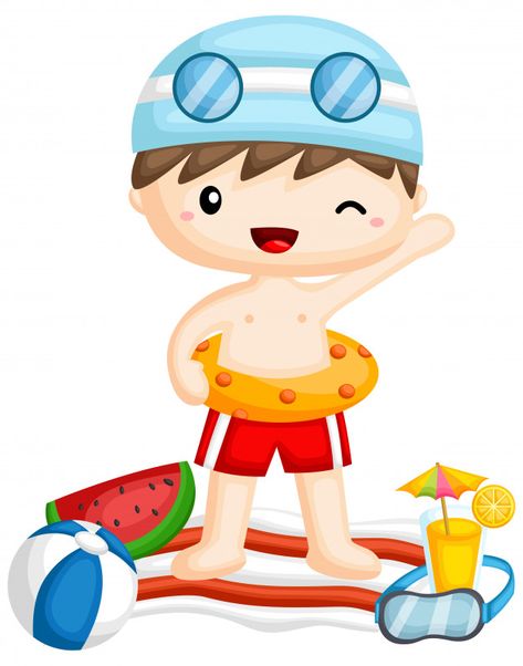 Menino de praia | Premium Vector #Freepik #vector Swimming Pool Art, Pool Party Themes, Pool Party Kids, Tropical Birthday Party, Pool Art, Donkey Kong Country, Tropical Birthday, Beach Cards, Summer Pool Party