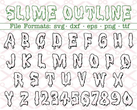 Slime Letters Font, Melting Letters Font, Slime Letters, Slime Font, Letters Cricut, Outline Letters, Spooky Letters, Svg Letters, Nightmare Before Christmas Tattoo