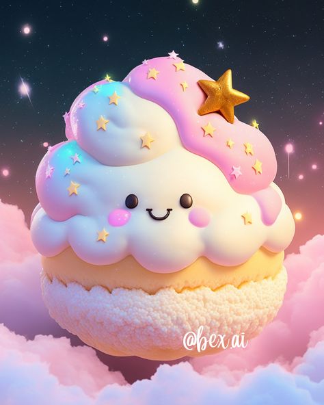 Kawaii cream puff with kawaii face Kawaii 3d Art, Christmas Keyboard, Princess Haya, Keyboard Themes, Ice Cream Wallpaper, Keyboard Theme, Pink Flowers Background, Anime Cake, Candy Cane Ornament