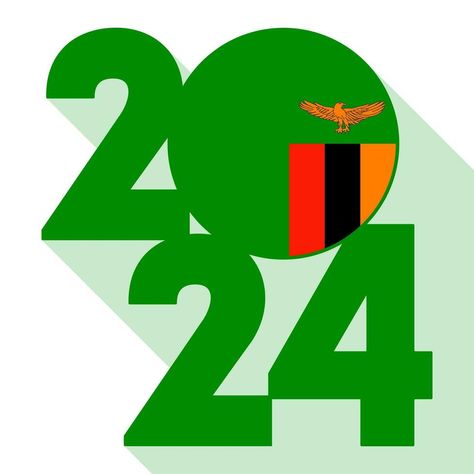 Shadow Banner, Zambian Flag, Zambia Flag, Happy New Year 2024, Long Shadow, Year 2024, Zambia, The Happy, Happy New