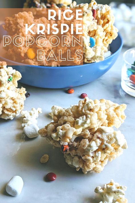 Popcorn Rice Krispy Treats, Rice Crispy Popcorn, Popcorn Krispie Treats, Popcorn Rice Crispy Treats, Popcorn Rice, Cooking Popcorn, Rice Crispy Squares, Rice Krispies Cereal, Popcorn Balls Recipe