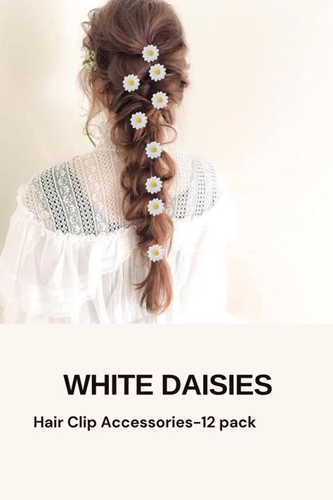 A 12 -pack of white daisies for the hair. The white daisy hair clips will add a Spring vibe to your hairstyles. Side Hair Clip, Daisy Hair Clips, Flower Bridesmaid, White Daisy Flower, Hair Clip Accessories, Side Hair, Beach Wedding Flowers, Bridesmaid Hair Accessories, Flower Hair Clip