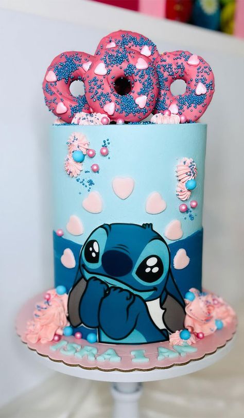 stitch birthday cake, stitch cake, cute stitch birthday cake, stitch birthday cake design Stitch Birthday Cake 2 Tier, Cute Stitch Cakes, Stitch Birthday Cake Girl, Shades Of Blue Cake, Birthday Cake Stitch, Stitch Cakes, Cake Stitch, Stitch Birthday Cake, 50 Birthday Cake