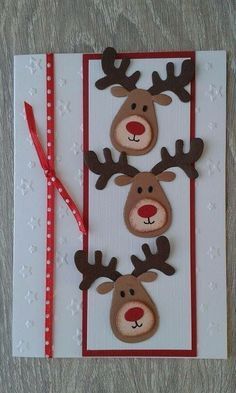 Childrens Christmas Cards, Reindeer Cards, Reindeer Card, Christmas Cards Kids, Simple Christmas Cards, Homemade Christmas Cards, Christmas Tree Cards, Christmas Card Crafts, Diy Christmas Cards