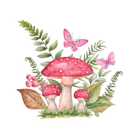 Mushroom Clipart, Very Beautiful Images, Garden Clipart, Pink Mushroom, Butterfly Clip Art, Mushroom House, Mushroom Art, Wild Mushrooms, Forest Fairy