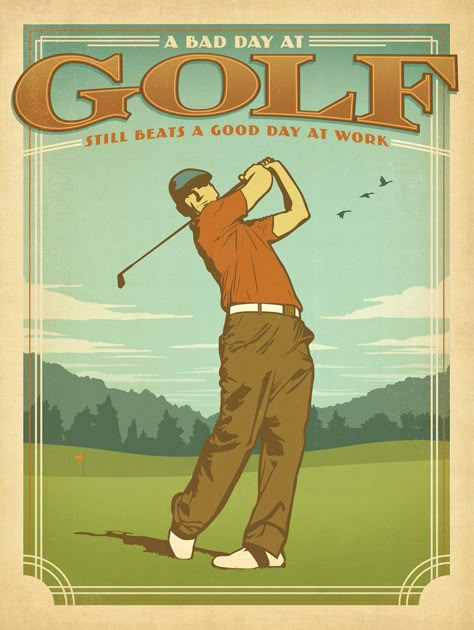 Golf Logo Design, Vintage Shirt Design, Golf Poster, 19th Hole, Golf Inspiration, Anderson Design Group, Golf Prints, Golf Art, Vintage Illustration Art