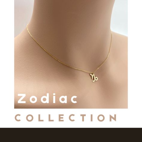 Zodiac Capricorn Necklace, Capricorn Zodiac, Zodiac Necklace, Solid Gold Necklace, Zodiac Capricorn, Zodiac Necklaces, Necklace Dainty, Personalized Jewelry, Pendant Necklaces