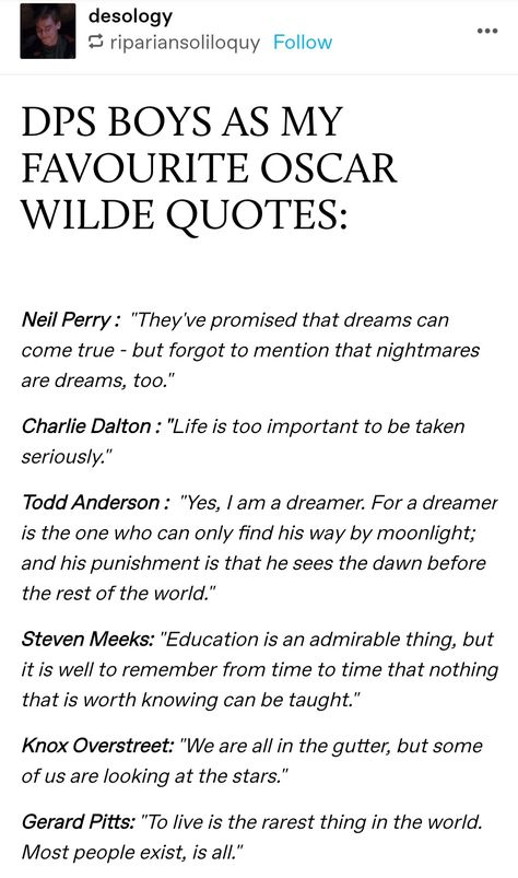 Dead Poets Society Poems, Todd Anderson Poem, Anderperry Aesthetic, Carpe Diem Aesthetic, Anderperry Fanart, Dps Boys, Dead Poets Society Quotes, Dead Poets Society Aesthetic, Sean Leonard