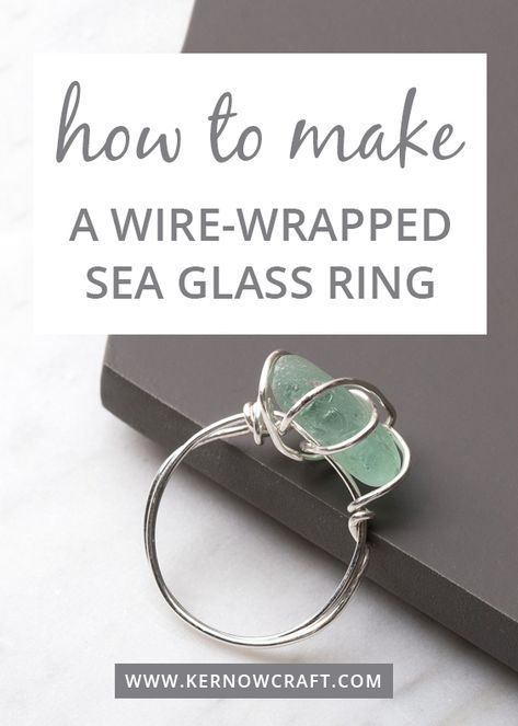 Find out how to make your own wire-wrapped sea glass ring! Get all the instructions and supplies online now. Wire Jewelry Rings, Diy Jewelry Rings, Diy Ring, Sea Glass Ring, Diy Jewelry Unique, Diy Jewelry Inspiration, Beachglass Jewelry, Wire Jewelry Designs, Jewelry Making Kit