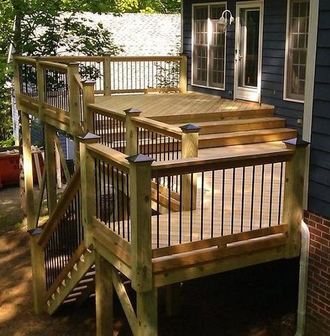 Deck design Deck Skirting Ideas, Eze Breeze, Backyard Deck Ideas, Skirting Ideas, Deck Skirting, Deck Remodel, Multi Level Deck, Deck Building, Building A Porch