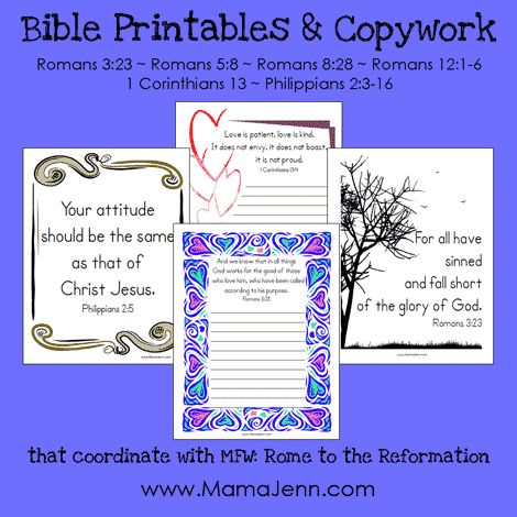 My Fathers World, Bible Verse Printables, Romans 3 23, My Father's World, Bible Printables, The Reformation, Printable Bible Verses, Homeschool Mom, Homeschool Curriculum