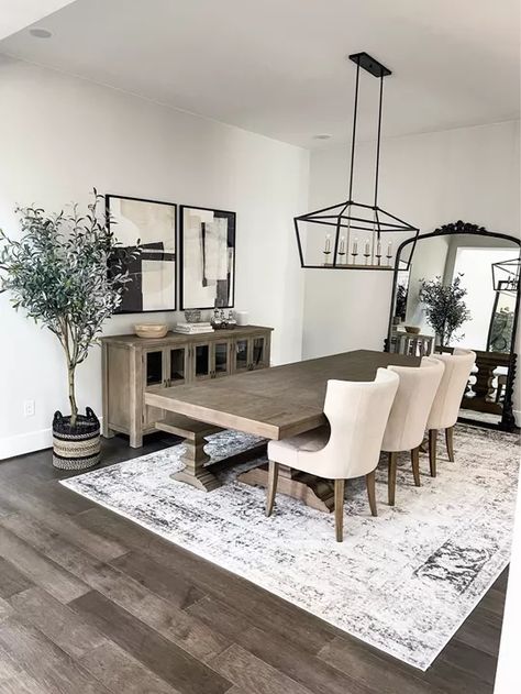 Dining Room Decor Modern, Modern Farmhouse Dining Room, Transitional Dining Room, Modern Farmhouse Dining, Grey Dining Room, Dinning Room Design, Dinner Room, Dining Room Table Decor, Large Dining Room