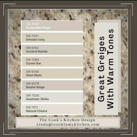 Giallo Ornamental Granite Backsplash, St Cecilia Granite Kitchen Update, Bm Chantilly Lace, Repose Grey, Gold Granite Countertops, Santa Cecilia Granite, Venetian Gold Granite, Granite Paint, Brown Granite Countertops