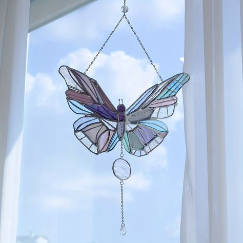 Faster shipping. Better service Stained Glass Butterfly, Glass Butterfly, Colorful Butterflies, Glass Crafts, Hanging Wall Art, Suncatchers, Things To Buy, Hanging Decor, Wind Chimes