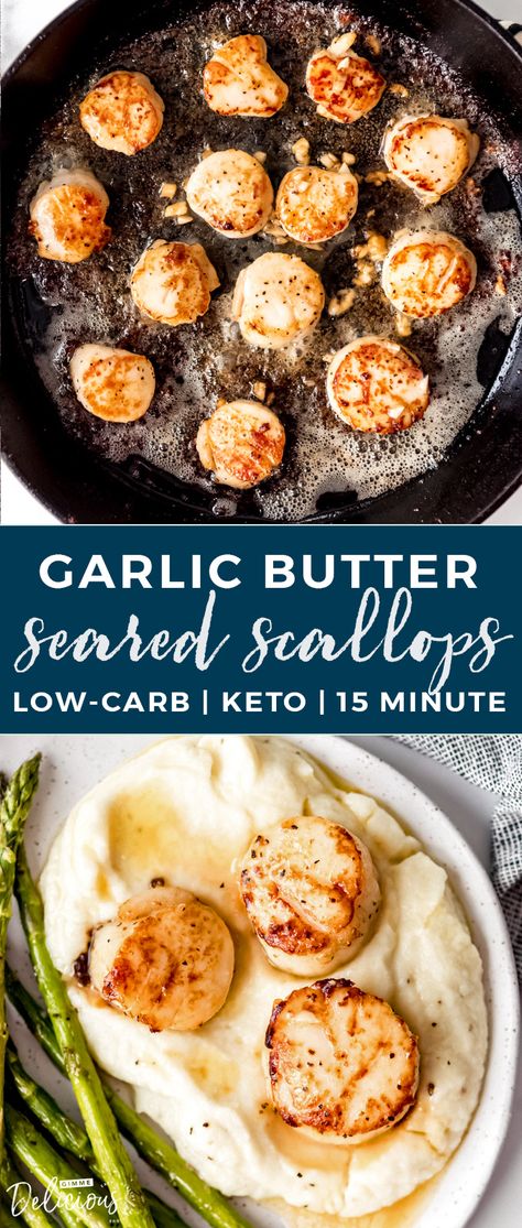 Gimme Delicious, Creamy Mashed Cauliflower, Pescetarian Recipes, Seared Scallops, Scallop Recipes, Low Carb Sides, Pescatarian Recipes, Scallops Seared, Keto Recipes Dinner