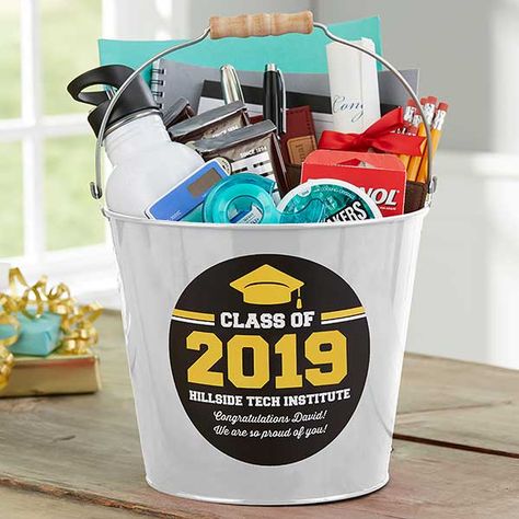 Personalized Buckets | Personalization Mall Bucket Wisuda, Graduation Gift Basket, Personalized Treat Bags, Graduation Gift Bags, Bucket Gifts, Personalization Mall, Unique Graduation Gifts, Bucket Gardening, Teachers Gifts