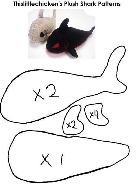 Whale Plush, Buat Pita, Shark Plush, Sewing Templates, Shark Pattern, Instruções Origami, Cute Sewing Projects, Animal Sewing Patterns, Plushie Patterns