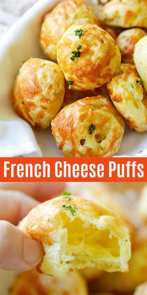 French Cheese Puffs, Gougeres Recipe, Cheese Puffs, French Cheese, French Cooking, Recipes Crockpot, Läcker Mat, Deilig Mat, Bread Recipes Homemade