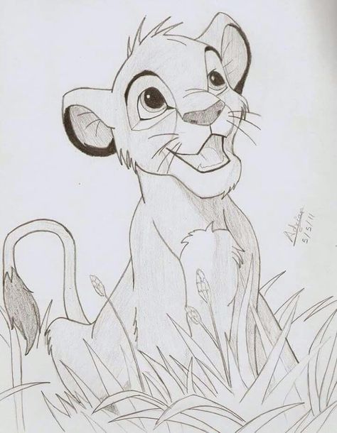 Simba Lion King Art Sketches, Simba Drawing Easy, Lion King Sketches, Simba Sketch, Simba Drawing, Living Room Ideas For Small Spaces, Disney Character Drawings, Lion King Drawings, Easy Disney Drawings