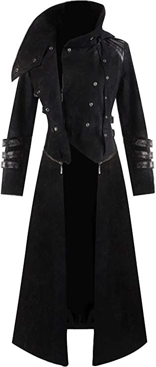 Amazon.com: Mens Medieval Steampunk Coat Tailcoat Jacket Halloween Gothic Victorian Vintage Long Black Costume : Clothing, Shoes & Jewelry Tuxedo Tailcoat, Clothing Study, Garment Inspiration, Mantel Outfit, Steampunk Coat, Victorian Coat, Medieval Cosplay, Modern Clothes, Medieval Gothic