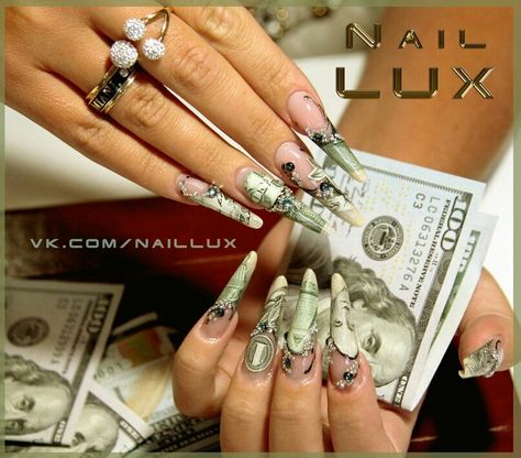 Dollar naildesign long nails Dollar Sign, Nails Long, Long Nails, Class Ring, Nail Designs, Nails