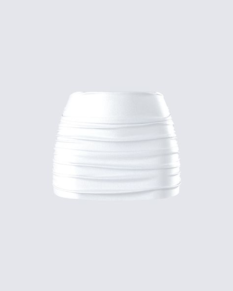 Rivi White Satin Micro Mini Skirt White Skirt Mini, Cutout Clothes, Cute White Skirt, Mini Skirt Aesthetic, Skirt Png, White Skirt Outfits, Mini Skirt White, Skirt Aesthetic, Strapless Ruffle Dress