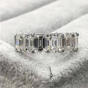 Wedding Rings Emerald Cut, Diamond Eternity Wedding Band, Silver Wedding Band, Cushion Cut Engagement, Oval Cut Engagement Ring, Stackable Wedding Bands, Sterling Silver Wedding Band, Cushion Cut Engagement Ring, Silver Wedding Bands