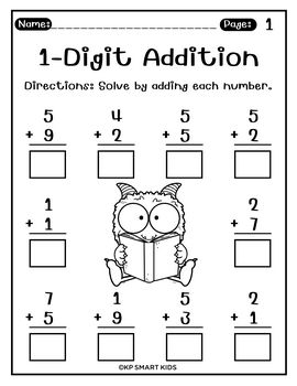 Back to School 1-Digit Addition Worksheets Fun Math Practice for K to 1st Grade Math For First Grade, Math For Kindergarten, Fun Math Worksheets, Math Practice Worksheets, Middle School 6th Grade, 2nd Grade Ela, Prek Math, Kids Worksheets, 1st Grade Math Worksheets