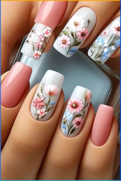 nail art Square Summer Nails, Summer Nails 2024, Pink Nail Art Designs, Simple Spring Nails, Easter Nail Designs, Green Nail Designs, Cute Spring Nails, Pink Nail Art, Nails Square