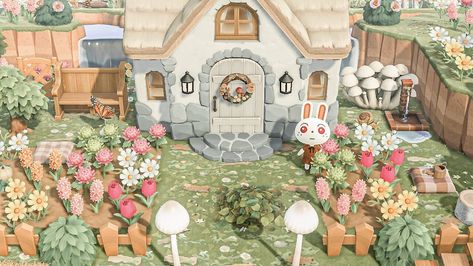 Cottagecore Animal Crossing, Cottagecore Garden, Acnh Cottagecore, Spring Animals, Island Decor, Animal Crossing Game, Flower Food, Little Cottage, Animal Crossing Qr