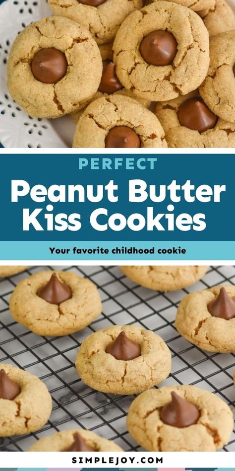 Peanut Butter Blossoms are the perfect trip back to childhood with their crisp outside, soft chewy inside, and perfect mixture of chocolate and peanut butter. Peanut Butter Kiss Cookie Recipe, Kiss Cookie, Small Batch Cookie Recipe, Kiss Cookie Recipe, Peanut Butter Blossoms Recipe, Hershey Kiss Cookies, Peanut Butter Kiss, Peanut Butter Blossom, Peanut Butter Kiss Cookies