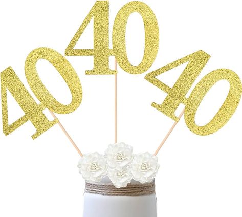 Amazon.com: 10-Pack Double Sided Glitter 40th Birthday Centerpiece Anniversary Centerpiece Sticks, Number 40 Table Topper Cake Topper for 40th Birthday Anniversary Table Party Decorations (Double Sided black) : Toys & Games 40th Birthday Centerpiece, 40th Birthday Centerpieces, Table Party Decorations, Anniversary Centerpieces, Jar Decorations, Flower Jar, Birthday Centerpiece, Number 40, Table Party