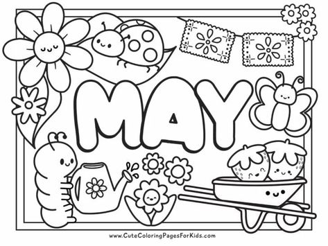 May Day Coloring Page, May Coloring Pages For Kids, May Colouring Pages, Daycare Coloring Pages, May Coloring Pages Free Printable, May Coloring Sheets, May Drawings, May Doodles, May Worksheets