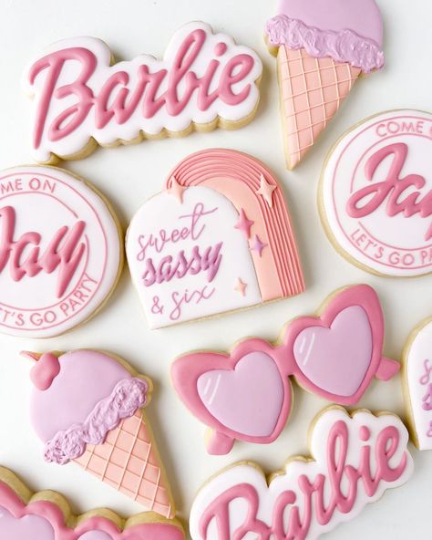 Barbie Birthday Cookies Decorated, Barbie Pool Party Cookies, Barbie Iced Cookies, Barbie Bachelorette Cookies Decorated, Barbie Sugar Cookies, Barbie Birthday Cake, Barbie Birthday Party, Barbie Theme, Barbie Cake