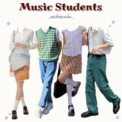 Music Major Aesthetic Outfits, Music Student Outfit, Latin Student Aesthetic, Ouat Storybrooke, Major Aesthetic, Music Major, Student Outfit, Green Academia, Niche Aesthetic