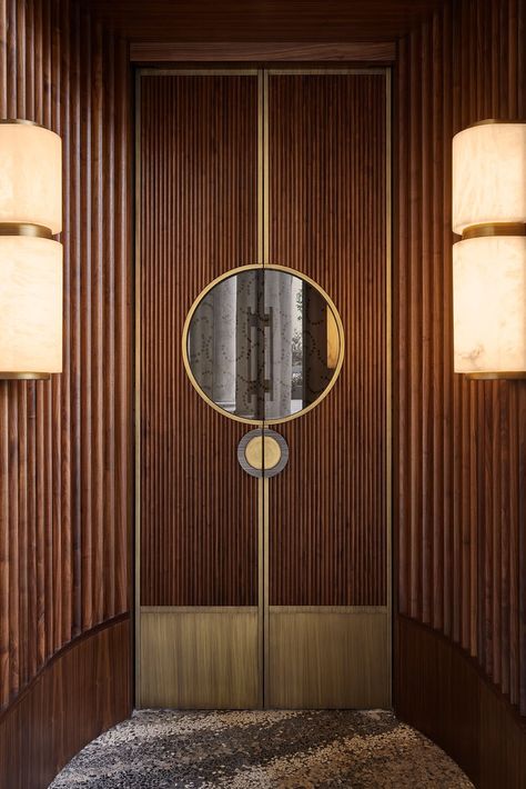 Penthouse Lobby, Baroque Architecture, Main Door, Milan Italy, Restaurant Interior, New Classic, Restaurant Design, Wood Paneling, Door Design