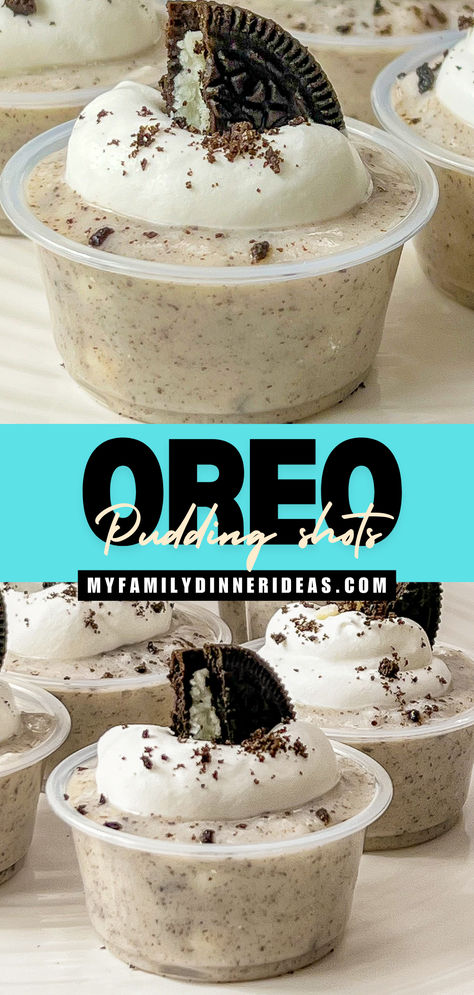 Cookies and Cream Pudding Shots Cookies And Cream Pudding Shots, Oreo Pudding Shots, Cookies And Cream Pudding, Oreo Pudding, Pudding Shots, Oreo Flavors, Cookies And Cream, Oreo, Rum