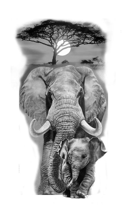 Elephant Art Tattoo, Realistic Elephant Tattoo, Pet Tattoo Ideas, Elephant Family Tattoo, Jungle Tattoo, Pet Tattoos, Africa Tattoos, Half Sleeve Tattoos Forearm, Animal Sleeve Tattoo