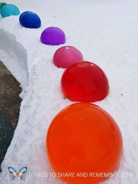 Frozen Ice Gems Outdoor Winter Art » Share & Remember | Celebrating Child & Home Frozen Balloons, Fun Experiments, Iced Gems, Snow Play, Outside Christmas Decorations, Freeze Ice, Frozen Ice, Liquid Watercolor, Winter Crafts For Kids