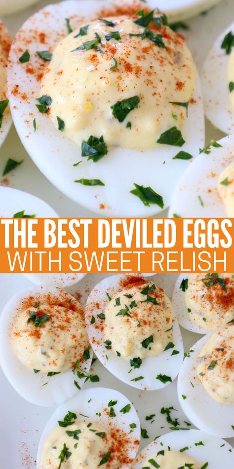 Deviled Eggs Hot Sauce, Best Deviled Eggs With Relish, Deviled Eggs No Relish, Deviled Eggs Dill Relish, Deviled Eggs Sweet Relish, Deviled Eggs Recipe Best, Delicious Deviled Egg Recipe, Tangy Deviled Eggs Recipe, Deviled Eggs With Relish